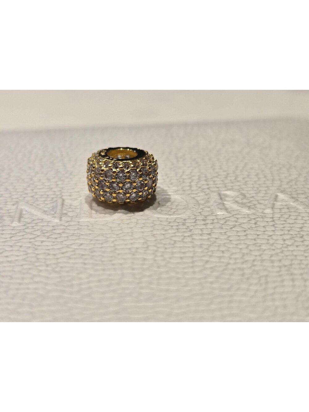 Pandora charm gold cubic zirconia charm bead